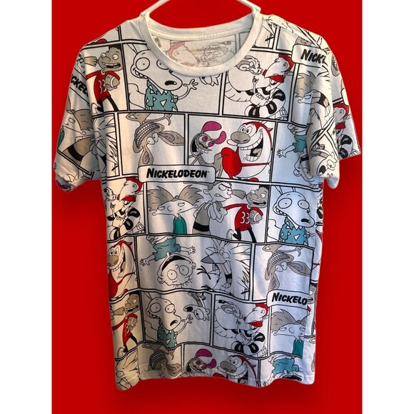 Nickelodeon 90's Nostalgia All Over Print T-Shirt Rugrats Ren And Stimpy Small - Picture 1 of 14